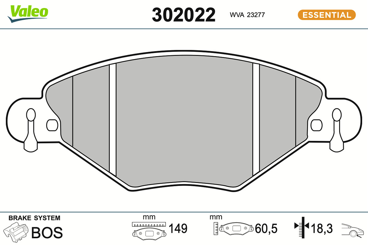 Jeu de 4 plaquettes de frein VALEO ref. 302022